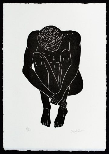 Linogravure "Fragilité" de Sebastian Abbo