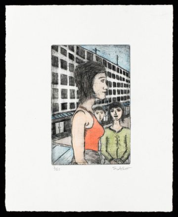 Gravure point sèche "Famille", de Sebastian Abbo