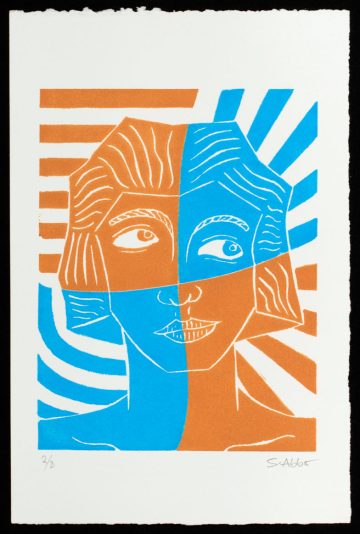 Linogravure "Portrait 387X" de Sebastian Abbo