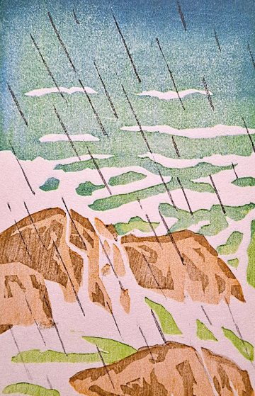 "Pluie sur l'océan" d'après H.Rivière